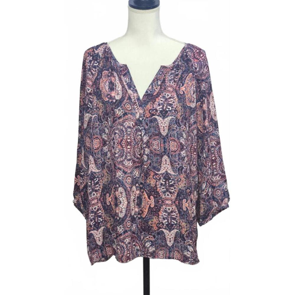 Boho Chic Women's Tunic Top with Vibrant Pattern